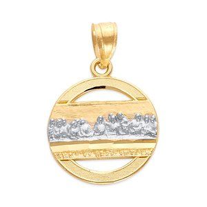 10k Two Tone Solid Gold Last Supper Pendant for Necklace - Religious Jewelry